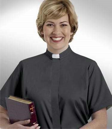 Clergy Shirt-Women-Short Sleeve Tab Collar-Size 14-Black