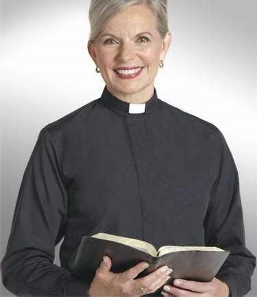 Clergy Shirt-Women-Long Sleeve Tab Collar-Size 14-Black