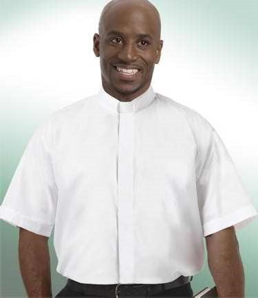 Clergy Shirt-Short Sleeve Tab Collar-16.5 In-White