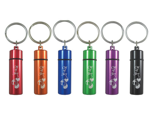 Anointing Oil-Oil Of Joy-Key Chain-2 3/8 Inch-Asstd Colors (Empty) (Pack of 6)