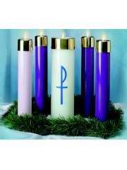 Candle-Advent-Emitte Elite Lite Candela Set-4 Blue w/o Christ Candle (12" x 2 5/8") (#CM24)