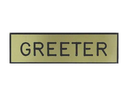 Badge-Greeter-Pin w/Safety Catch-Gold-Formica