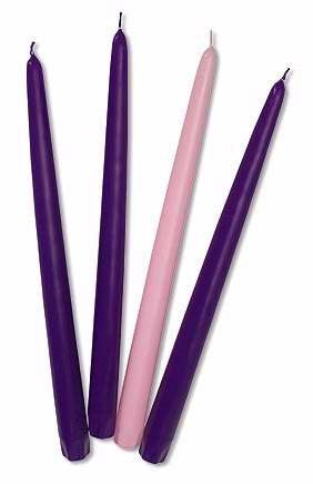 Candle-Advent Refill Tapers-7/8 x 10-3 Purple/1 Pink