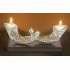 Candle Holder-Two Shofars On Black Case-Silver Plated (#43135)