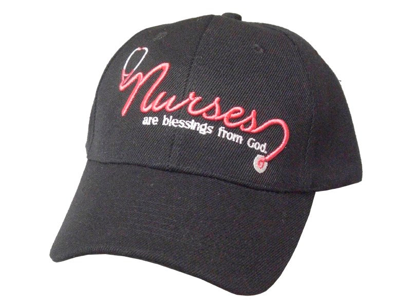 Cap-Nurse Blessings From God-Black/Pink