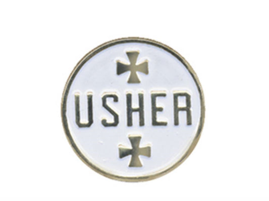 Badge-Usher-Pin Back (1" Circle)-Enamel