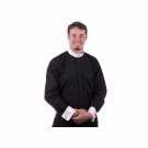 Clergy Shirt-Long Sleeve Banded Collar & French Cuff-16X32/33-Black