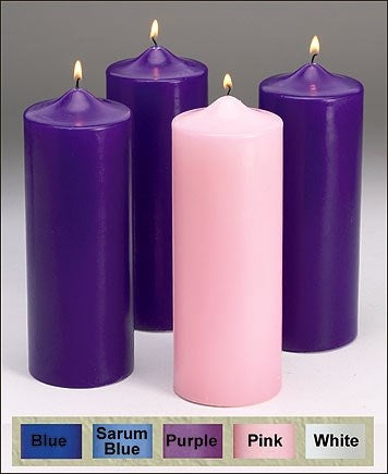 Candle-Advent Pillars 3 X 9-3 Purple/1 Pink