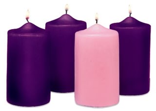 Candle-Advent Pillars 3 X 6-3 Purple/1 Pink