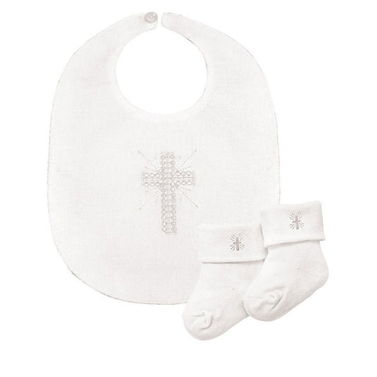 Baby Gift Set-Bib/Cross Sock Set-Plain Edge