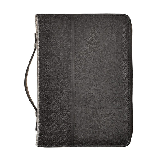 Bible Cover-Guidance (Proverbs 3:6)-Black Faux Leather Classic-Large