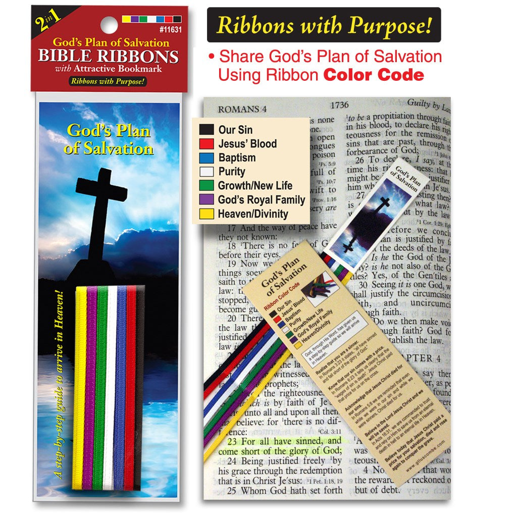 Bible Ribbons W/Bookmark-Plan Of Salvation