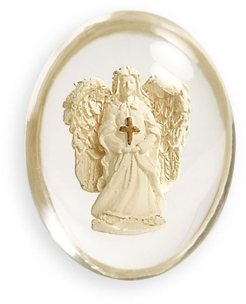 Stone-Comfort Cross-Angel w/Cross (1.5") (Pack of 12)