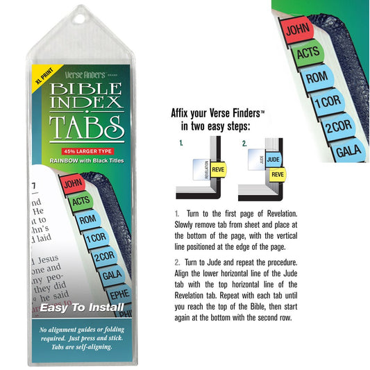 Bible Tab-Verse Finders-X Large Print-Horizontal-Thin Pack-Rainbow