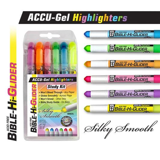 Highlighter-Bible-Hi-Glider Accu Gel-Hangable-6 Assorted Colors