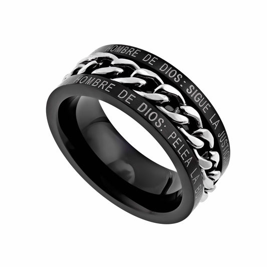 Span-Ring-Black Chain-Man Of God (Mens)-Sz 10