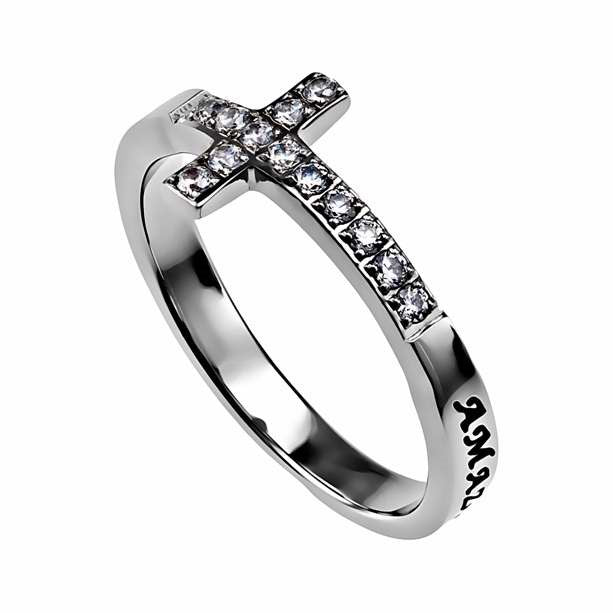 Ring-Sideways Cross-Amazing Grace-Sz  8