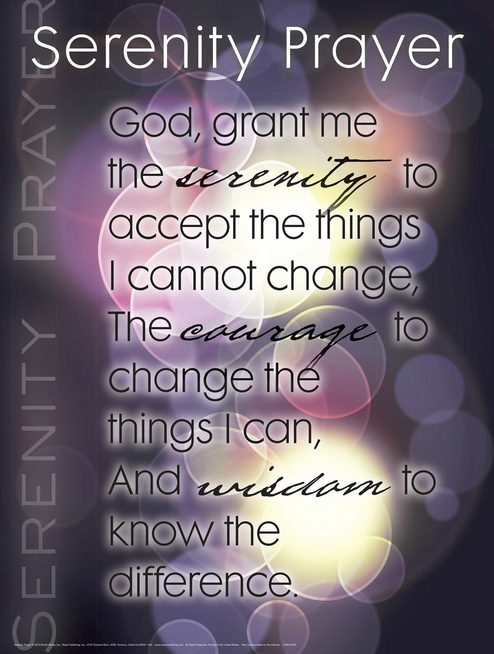 Chart-Serenity Prayer Wall (Laminated Sheet) (19" x 26")