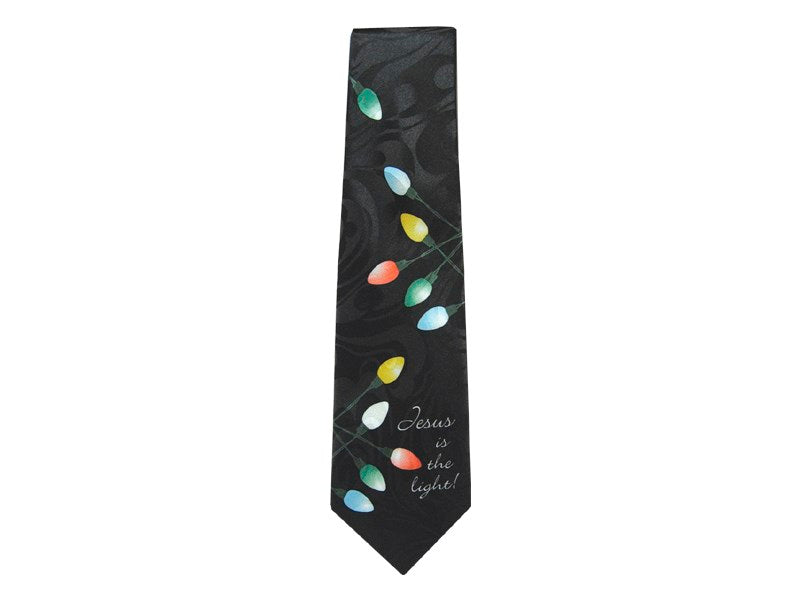 Tie-Jesus Is The Light!-Polyester-Black