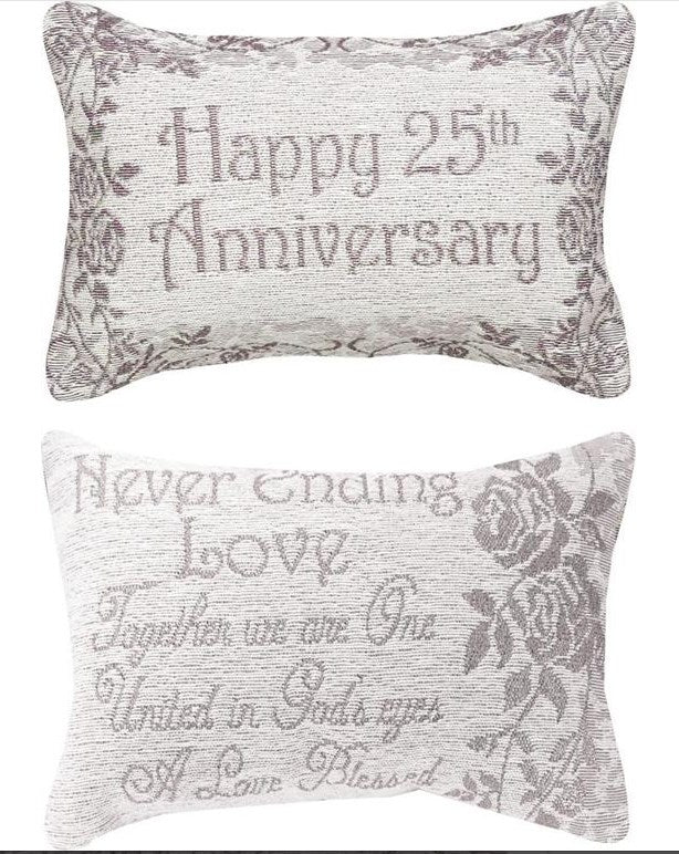 Pillow-Happy 25th Anniversary-Silver (12.5" X 8.5")