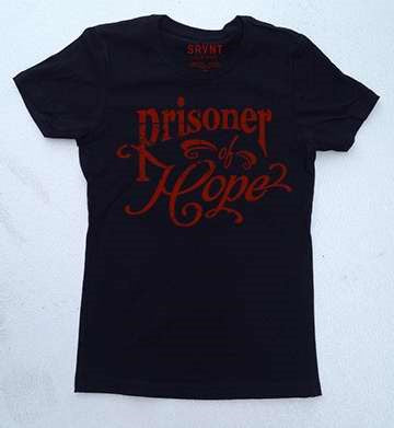 Tee Shirt-Prisoner Of Hope Womens Boyfriend Tee-X Large-Black W/Red