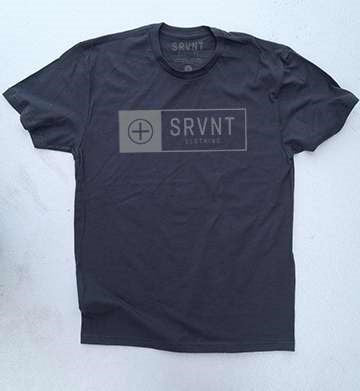 Tee Shirt-Srvnt Logo Box Mens Premium Fitted Tee-Medium-Heavy Metal W/White