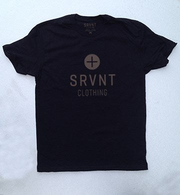 Tee Shirt-Srvnt Plus Mens Premium Fitted Tee- Small-Black W/Grey