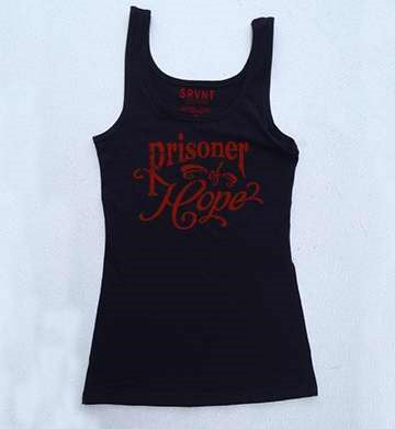 Tee Shirt-Prisoner Of Hope Womens Jersey Tank-X Large-Black W/Red