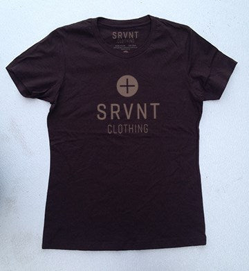 Tee Shirt-Srvnt Plus Womens Boyfriend Tee-Xs-Dk Chocolate W/Grey