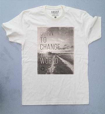 Tee Shirt-Born To Change The World Mens Premium Fitted Tee-XX Large-Natural W/Brown/Grey