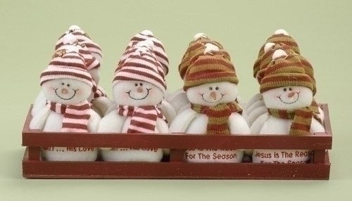 Ornament-Plush Snowman w/Crate Display (5") (Pack Of 16)