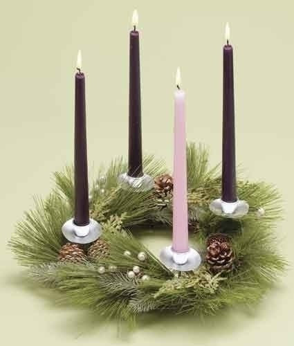 Advent Wreath w/Pine Greens & Cones (14")