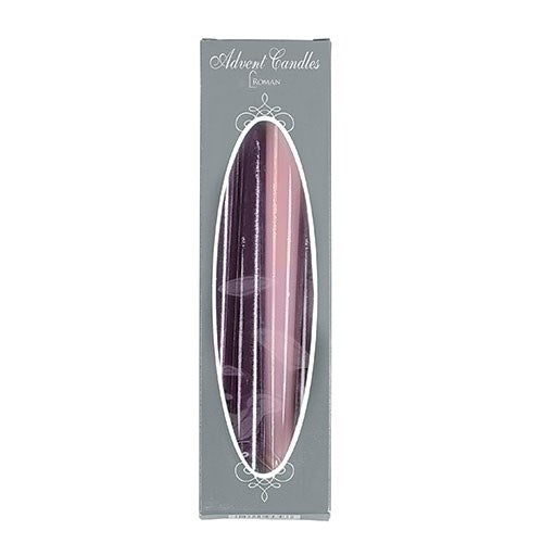 Candle-Advent Wreath Candles (3 Purple/1 Pink) (10")