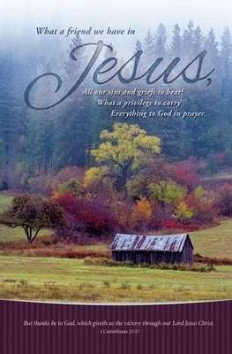 Bulletin-What A Friend We Have In Jesus/Barn (1 Corinthians 15:57  KJV) (Pack Of 100)