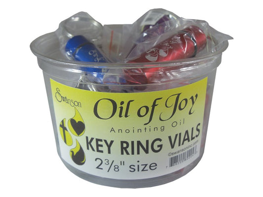 Display-Anointing Oil-Oil Of Joy-Key Chain-2 3/8 Inch-Asstd Colors (Empty) (Pack of 12)