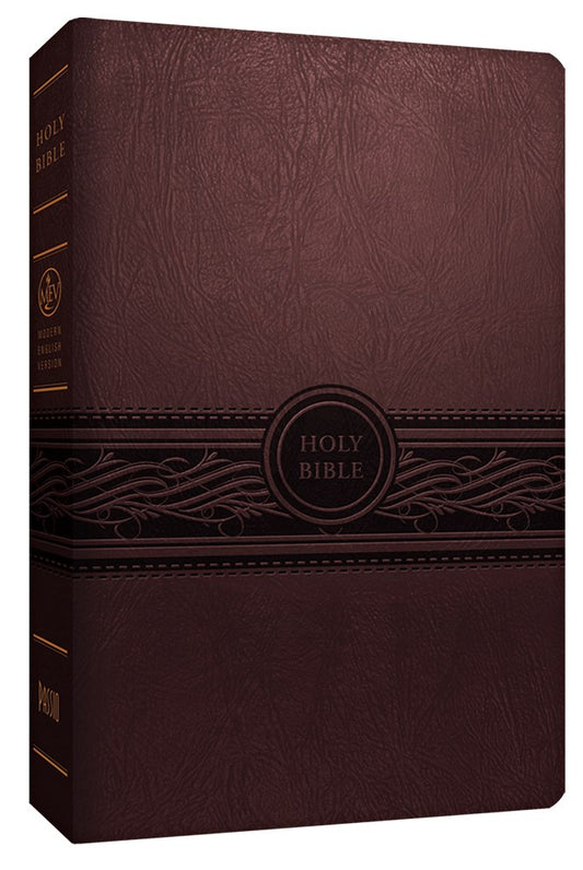 MEV Personal Size Large Print Bible-Cherry Brown LeatherLike