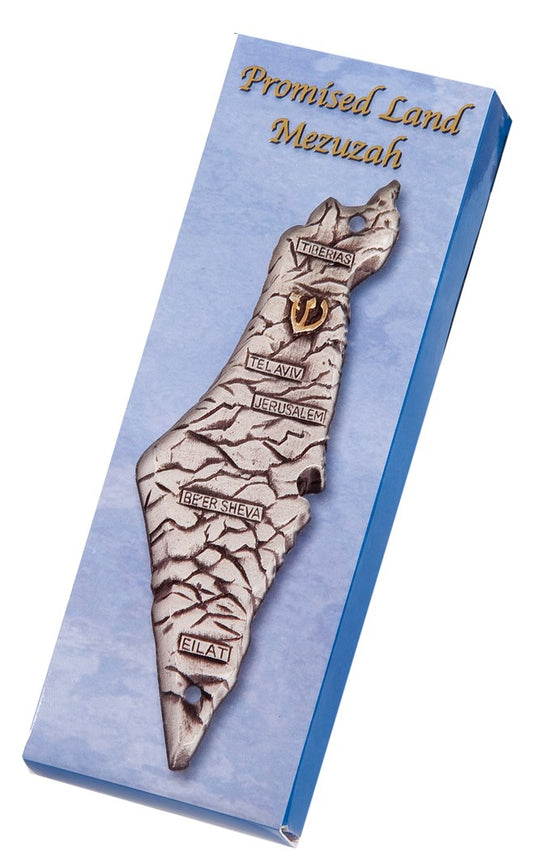 Mezuzah-Map Of Israel/Promised Land (Pewter) (#5106)