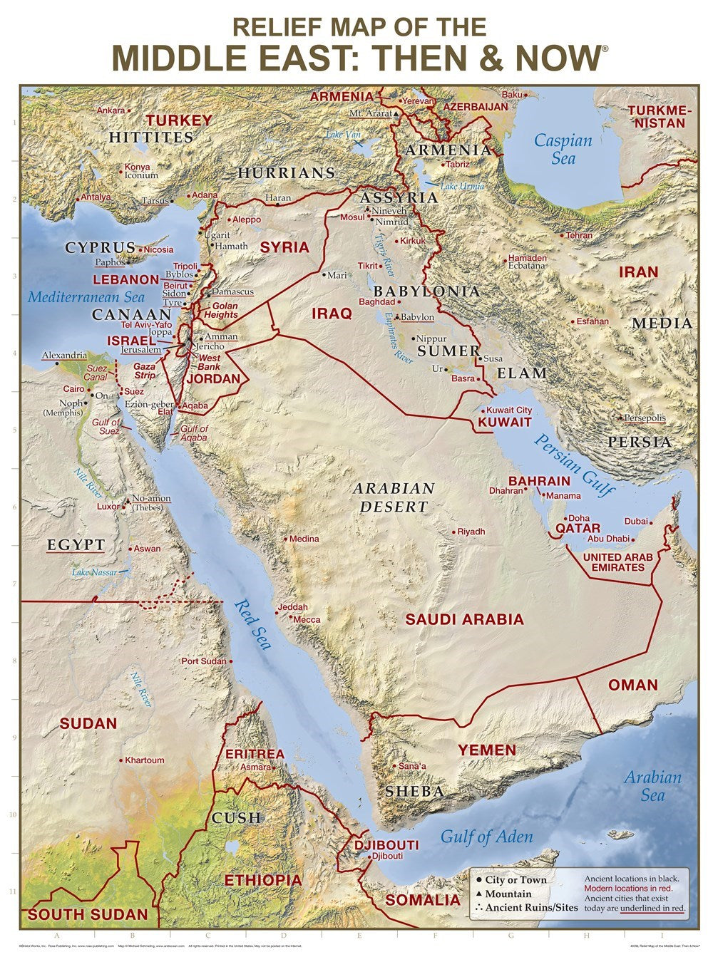 Chart-Middle East Relief Map Wall (Laminated Sheet) (19" x 26")