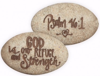 Stone-Psalm-God Is Our Refuge And Strength-Psalm 46:1 (2") (Pack Of 12)