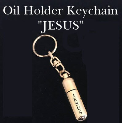 Gold-Tone Keychain Oil Holder-JESUS