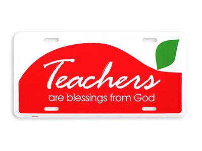 Auto Tag-Teachers Are Blessings From God-White/Red (6" x 12")