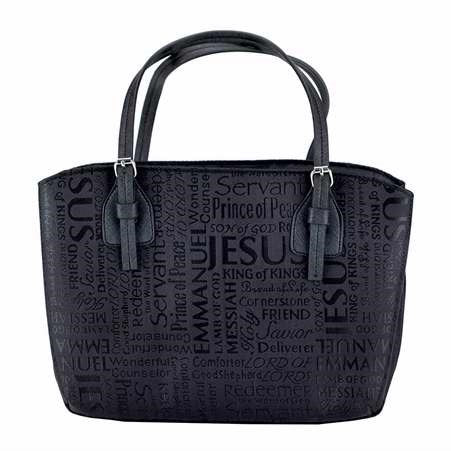 Bible Cover-Wedge Shape-Names Of Jesus Jacquard-Black-LRG