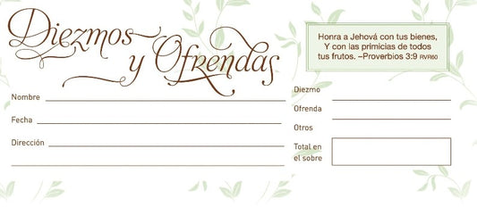 Span-Offering Envelope-Tithe And Offering (Diezmo Y Ofrendas) (Pack Of 100)