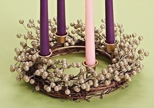 Advent Wreath-Champagne Berry (14" D)