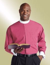 Clergy Shirt-Long Sleeve Banded Collar & French Cuff-18.5X34/35-Fuchsia