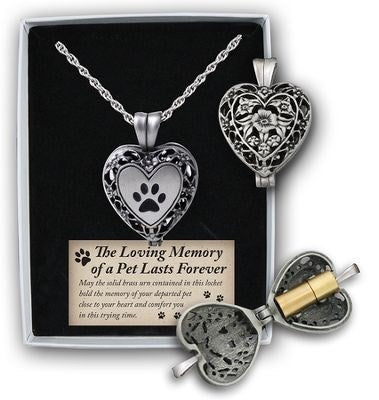 Locket-Loving Memory Of A Pet Heart w/Vial-Pewter (24")