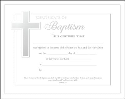 Certificate-Baptism (Romans 6:4) (Silver Foil Embossed  Premium Stock) (Pack Of 6)