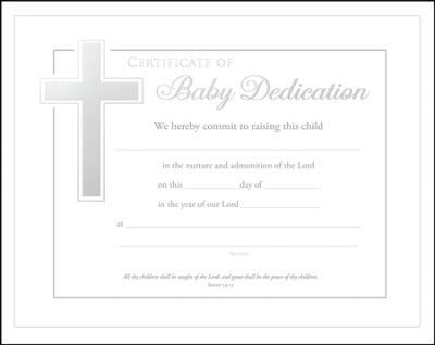 Certificate-Baby Dedication (Isaiah 54:13) (Silver Foil Embossed  Premium Stock) (Pack Of 6)