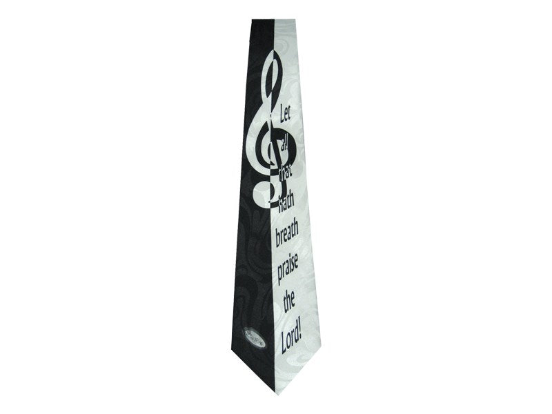 Tie-Let All That Hath Breath Praise Him-Polyester-Gray