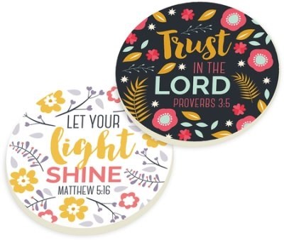 Car Coaster Set-Trust In The Lord (Floral) (Set Of 2)